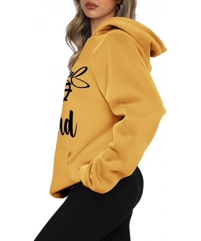 Women Long Sleeve Sweatshirt Kangaroo Pocket Solid Basic Top F-yellow $12.18 Hoodies & Sweatshirts