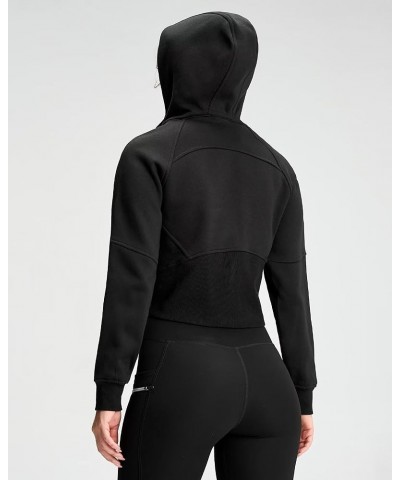 Cropped Zip Up Hoodies For Women, Fleece Full Zip Sweatshirts For Women Loose Fit Hoodies With Thumb Hole Black $28.99 Hoodie...