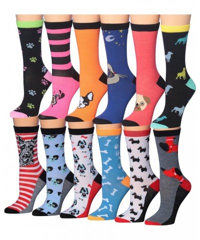 Women's 12 Pairs Colorful Patterned Crew Socks Available In Sizes Assorted Colors $10.78 Socks