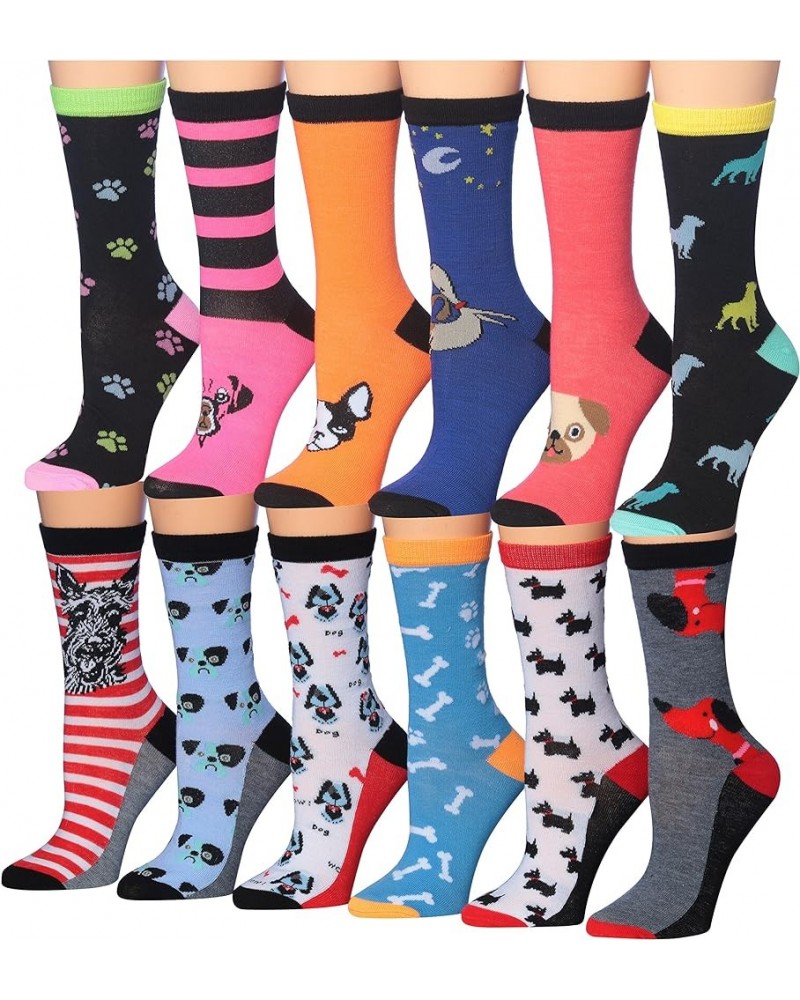 Women's 12 Pairs Colorful Patterned Crew Socks Available In Sizes Assorted Colors $10.78 Socks