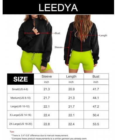 Womens Long Sleeve Mock Neck Crop Top 1/2 Zip Pullover Sweatshirt Lightweight Casual Top Army Green $14.96 Activewear