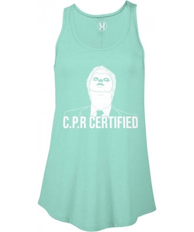 CPR Certified - Dwight Dummy Face Ladies Flowy Tank Top Teal $10.23 Tanks