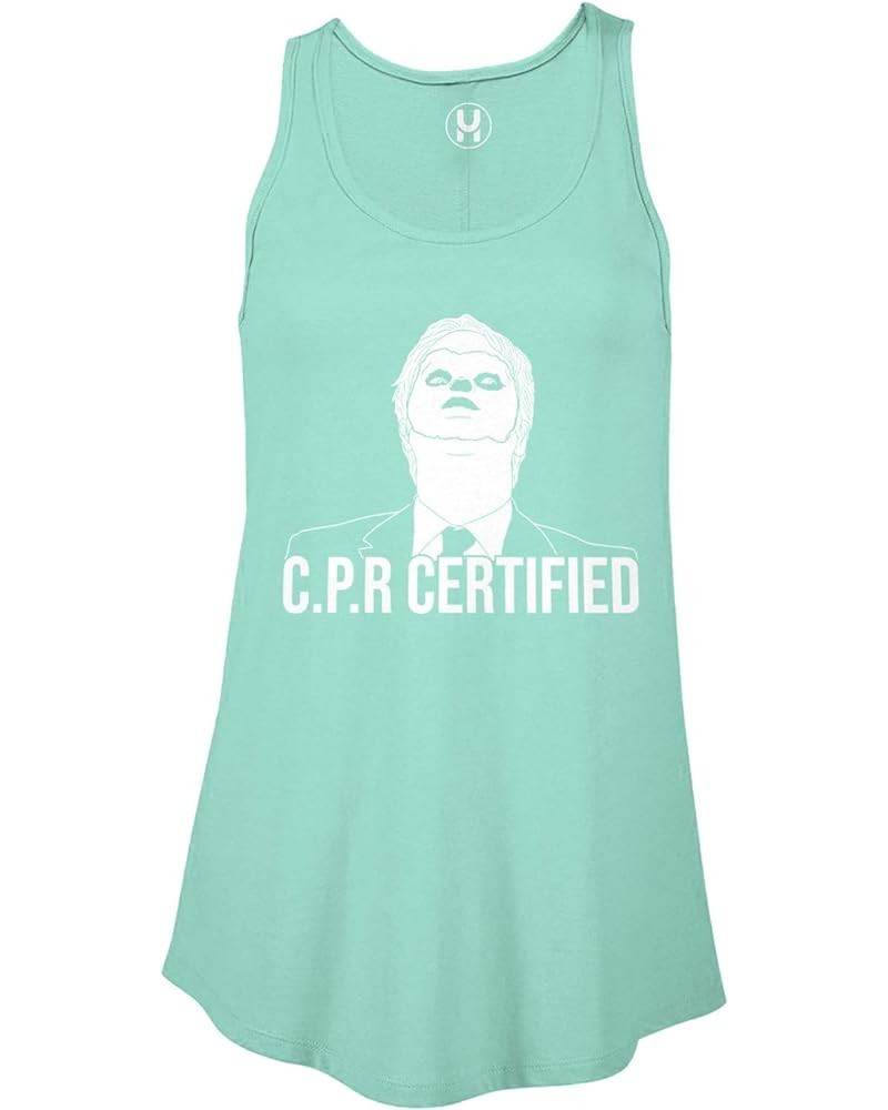 CPR Certified - Dwight Dummy Face Ladies Flowy Tank Top Teal $10.23 Tanks