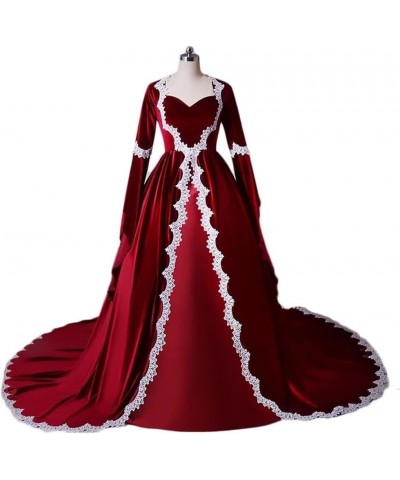 Women's Elegant Medieval Evening Formal Dresses Long Sleeves Velvet Wedding Bride Gown 1-khaki $59.40 Dresses