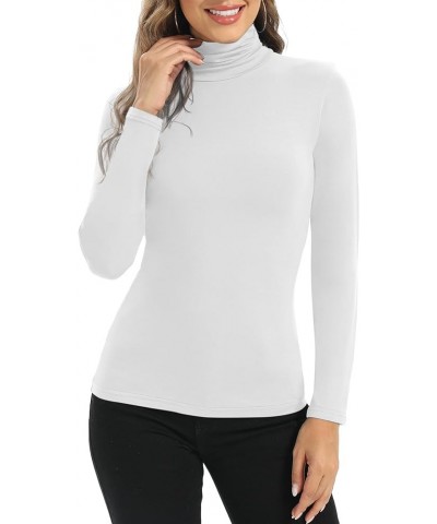 Women's Lightweight Turtleneck Long Sleeve Basic Tops Casual Trendy Outfits White $6.75 Sweaters