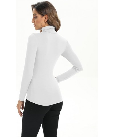 Women's Lightweight Turtleneck Long Sleeve Basic Tops Casual Trendy Outfits White $6.75 Sweaters