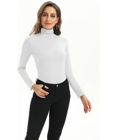 Women's Lightweight Turtleneck Long Sleeve Basic Tops Casual Trendy Outfits White $6.75 Sweaters