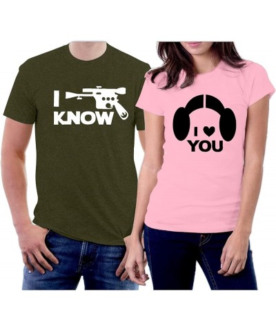 Couple Shirt Princes Leia Hon Solo T-Shirt I Love You I Know Letter Tee Valentine's Day Gift Tops Light Pink $12.34 T-Shirts