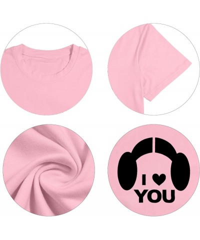 Couple Shirt Princes Leia Hon Solo T-Shirt I Love You I Know Letter Tee Valentine's Day Gift Tops Light Pink $12.34 T-Shirts