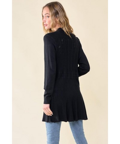 Women's Casual Lightweight Long Sleeve Cardigan Soft Drape Open Front with Pocket Crochet Sweater Black $14.40 Sweaters