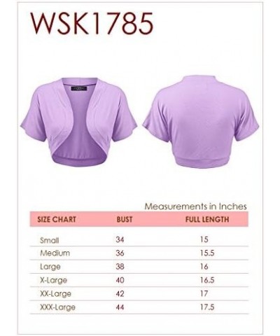 Women's Versatile Open Front Lightweight Short Sleeve Bolero Shrug Wsk1785_wine $12.35 Sweaters