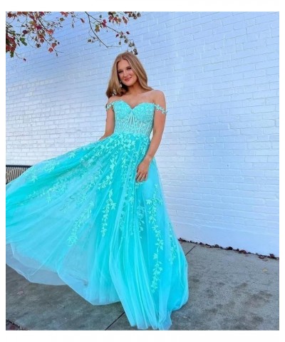 Tulle Lace Applique Prom Dresses Long for Women 2024 Spaghetti Straps A-Line Evening Cocktail Party Dresses YO035 Pink $45.00...