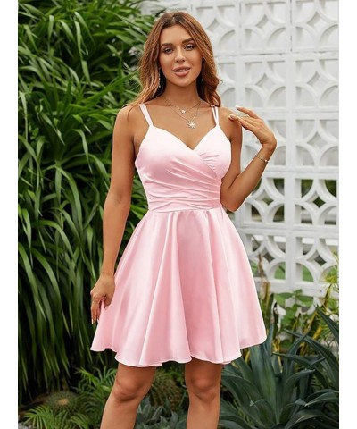 V Neck Satin Homecoming Dresses Short for Teens Spaghetti Straps Prom Party Cocktail Dresses with Pockets YZTS072 Mint $31.25...