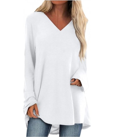 Fall Clothes for Women 2023,Women's Long Shirts to Wear with Leggings Tops Long Sleeve Tops for Women Crewneck 1-white $9.00 ...