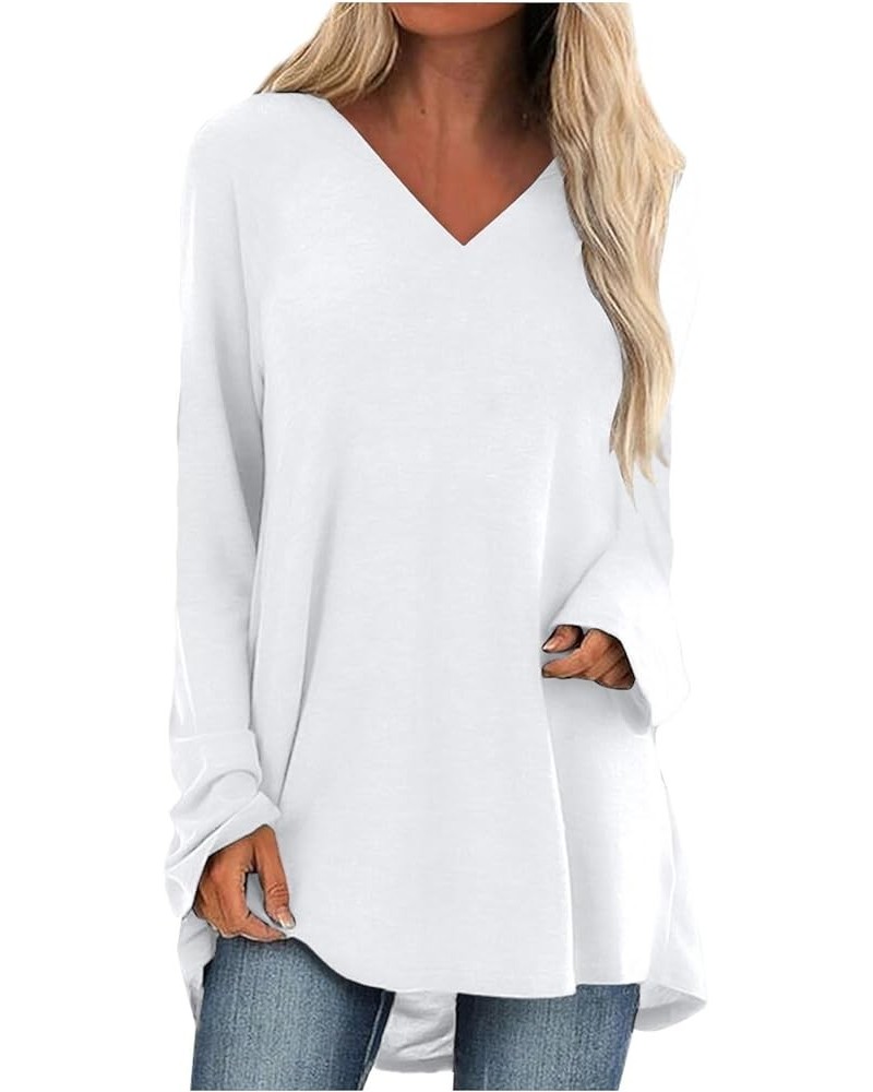 Fall Clothes for Women 2023,Women's Long Shirts to Wear with Leggings Tops Long Sleeve Tops for Women Crewneck 1-white $9.00 ...