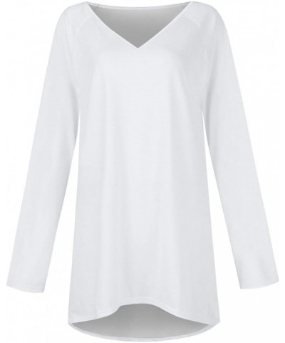 Fall Clothes for Women 2023,Women's Long Shirts to Wear with Leggings Tops Long Sleeve Tops for Women Crewneck 1-white $9.00 ...