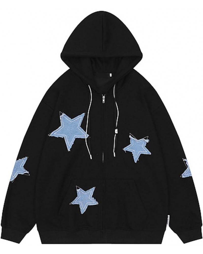 Womens Y2k Zip Up Hoodie Star Graphic Oversized Hoodies Sweatshirts Goth Harajuku Grunge Jacket Streetwear Star-black $14.27 ...