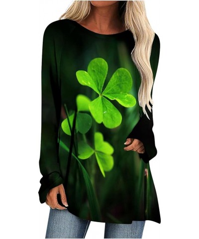 St Patricks Day Shirt Women Lucky Clover Print Tunic Tops to Wear with Leggings Irish Gift Shamrock Graphic Tees A6-army Gree...