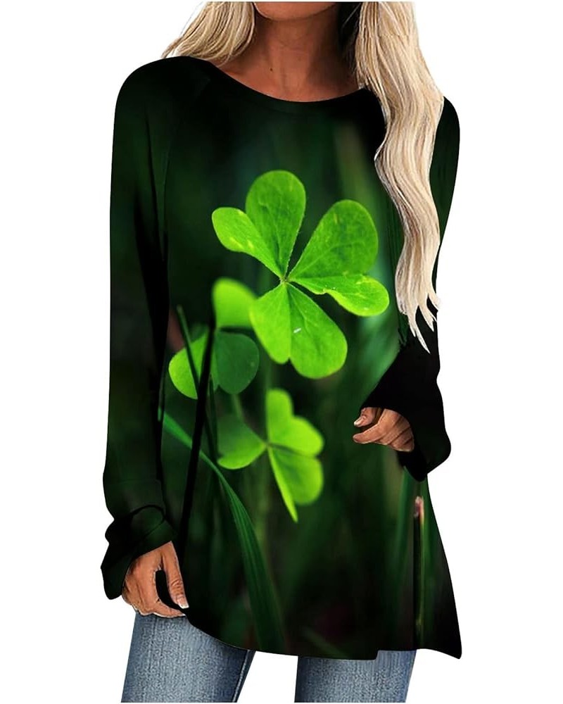 St Patricks Day Shirt Women Lucky Clover Print Tunic Tops to Wear with Leggings Irish Gift Shamrock Graphic Tees A6-army Gree...