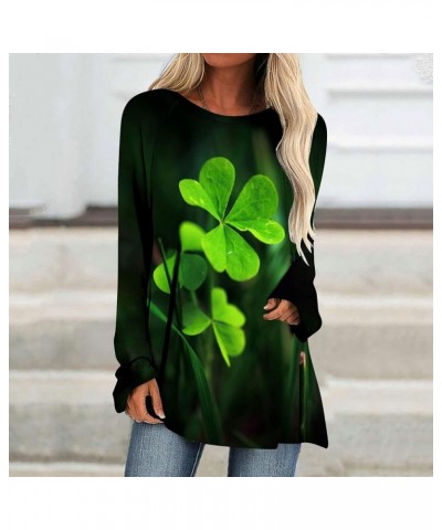 St Patricks Day Shirt Women Lucky Clover Print Tunic Tops to Wear with Leggings Irish Gift Shamrock Graphic Tees A6-army Gree...