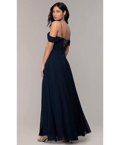 Women's Off The Shoulder Long Bridesmaid Dresses for Wedding Chiffon Ruched Formal Evening Gowns with Slit Royal Blue $27.50 ...