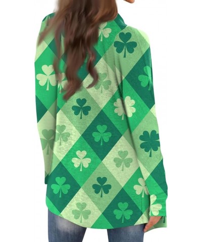 Cardigan for Women, St. Patrick's Four Leaf Clover Long Sleeve Cardigan Plus Size Open Front Lightweight Cardigans 5-mint Gre...