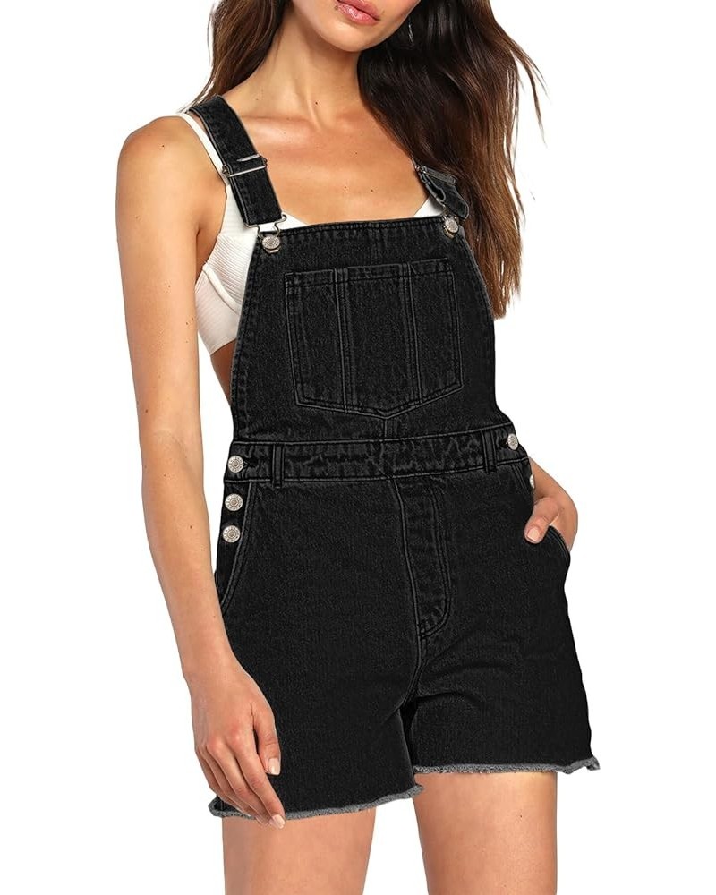 Women's Shortalls Classic Adjustable Straps Denim Bib Jean Overalls Shorts Rompers Summer Jumpsuits 01black $21.60 Overalls