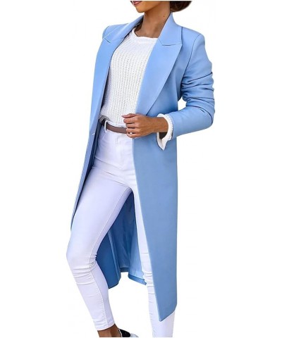 Women's Basic Essential Double Breasted Midi Wool Blend Pea Coats 2022 Blazer Jackets for Women Winter Coat 05-light Blue $7....