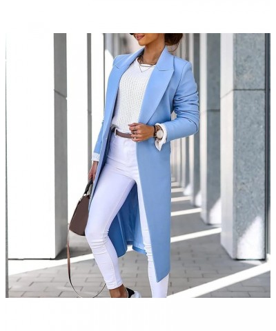 Women's Basic Essential Double Breasted Midi Wool Blend Pea Coats 2022 Blazer Jackets for Women Winter Coat 05-light Blue $7....