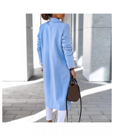 Women's Basic Essential Double Breasted Midi Wool Blend Pea Coats 2022 Blazer Jackets for Women Winter Coat 05-light Blue $7....