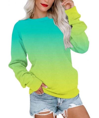 Women's Long Sleeve Comfy Sweatshirts Gradient Graphic Pullover Tops Crew Neck Loose Fit Trendy Sweatshirt 03 Green $9.09 Hoo...