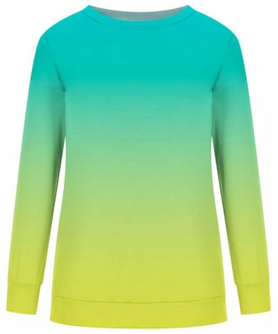 Women's Long Sleeve Comfy Sweatshirts Gradient Graphic Pullover Tops Crew Neck Loose Fit Trendy Sweatshirt 03 Green $9.09 Hoo...