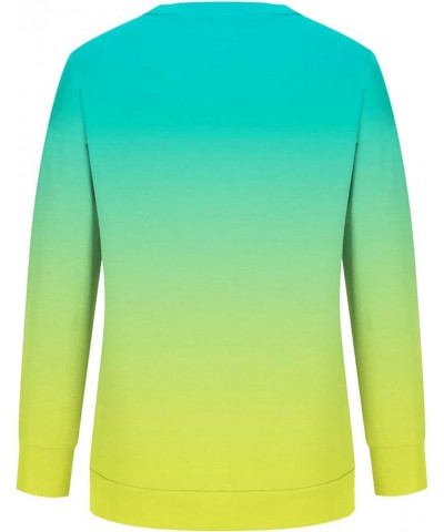 Women's Long Sleeve Comfy Sweatshirts Gradient Graphic Pullover Tops Crew Neck Loose Fit Trendy Sweatshirt 03 Green $9.09 Hoo...