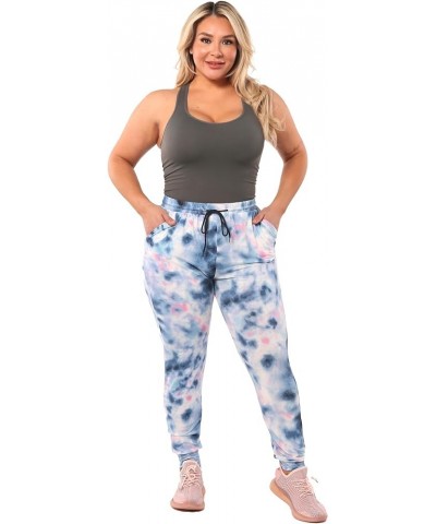 Womens Plus Size Jogger Pants Sweatpants with Pockets Plussize:softbrushed:joggers:tiedye:blue/Pink $14.49 Activewear