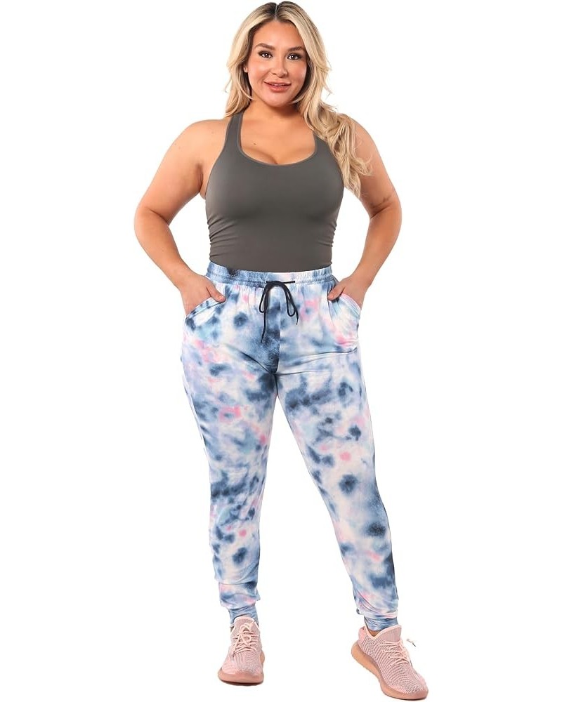 Womens Plus Size Jogger Pants Sweatpants with Pockets Plussize:softbrushed:joggers:tiedye:blue/Pink $14.49 Activewear