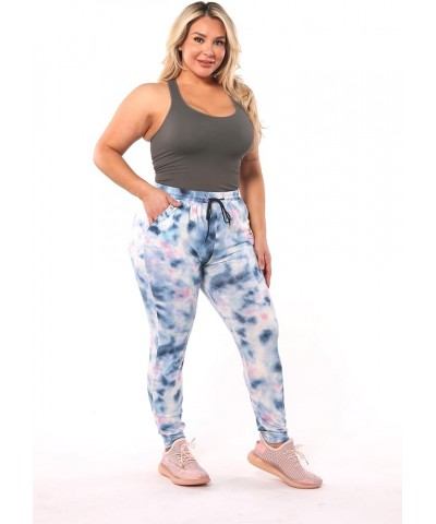 Womens Plus Size Jogger Pants Sweatpants with Pockets Plussize:softbrushed:joggers:tiedye:blue/Pink $14.49 Activewear