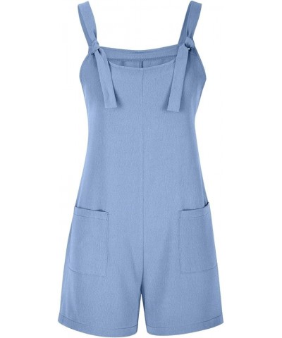 Summer Jumpsuit for Women 2023 Short Rompers Casual Loose Sleeveless Tie Knot Strap Jumpsuits Overalls with Pockets 01-light ...