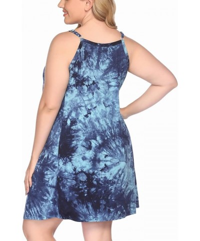 Womens Plus Size Nightgown Sleeveless Sleepwear Sleep Tank Chemise Sleepshirts Slip Night Dress (L-5XL) Die-dry Blue $10.43 S...