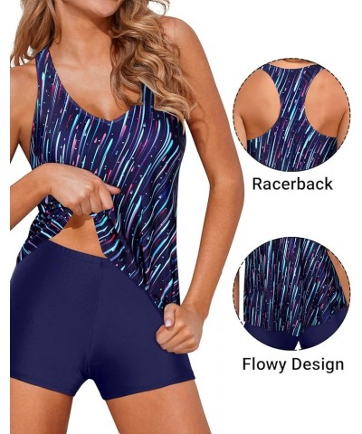 Two Piece Tankini Swimsuits for Women Tummy Control Bathing Suits Flowy Swim Tank Top with Boy Shorts Navy Printed $15.48 Swi...