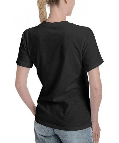 Woman T Shirt V Neck Short Sleeve Cotton Summer Breathable Comfortable Top Black $10.34 T-Shirts