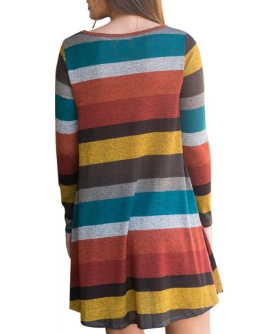 Women's Long Sleeve Striped Tunic Tops for Leggings Casual Swing Tunic Dress with Pockets Shirt Multicolor-01 $9.89 Tops