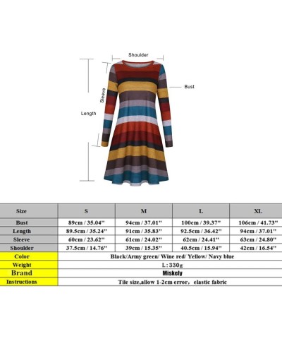 Women's Long Sleeve Striped Tunic Tops for Leggings Casual Swing Tunic Dress with Pockets Shirt Multicolor-01 $9.89 Tops