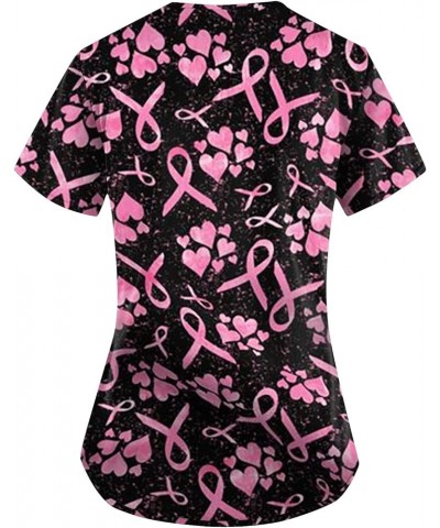 Scrubs for Women Women's Comfortable Lightweight Durable Soft Stretch Flower Printed V-Neck Medical Scrub Top J-pink $7.97 Tops