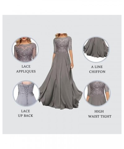 Lace Appliques Mother of The Bride Dresses with Sleeve Chiffon Formal Evening Gown for Women Lilac $33.00 Dresses