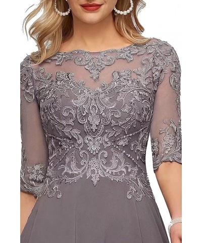 Lace Appliques Mother of The Bride Dresses with Sleeve Chiffon Formal Evening Gown for Women Lilac $33.00 Dresses