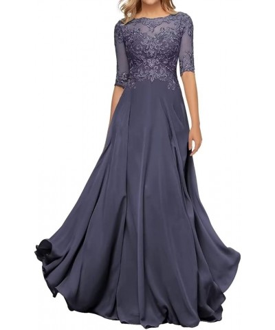 Lace Appliques Mother of The Bride Dresses with Sleeve Chiffon Formal Evening Gown for Women Lilac $33.00 Dresses