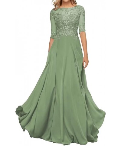 Lace Appliques Mother of The Bride Dresses with Sleeve Chiffon Formal Evening Gown for Women Lilac $33.00 Dresses