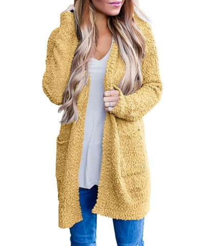 Women's Long Sleeve Soft Chunky Knit Sweater Open Front Cardigans Outwear Coat Khaki Yellow $23.91 Sweaters