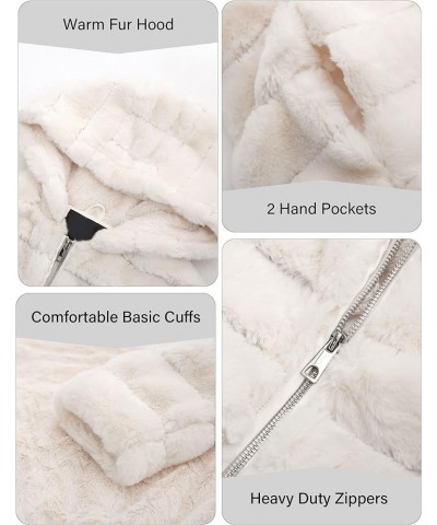 Women's Faux Fur Coat Shearling Fluffy Fuzzy Shaggy Hood Sherpa-Lined Fleece Jacket Beigewhite $31.85 Coats