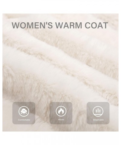 Women's Faux Fur Coat Shearling Fluffy Fuzzy Shaggy Hood Sherpa-Lined Fleece Jacket Beigewhite $31.85 Coats